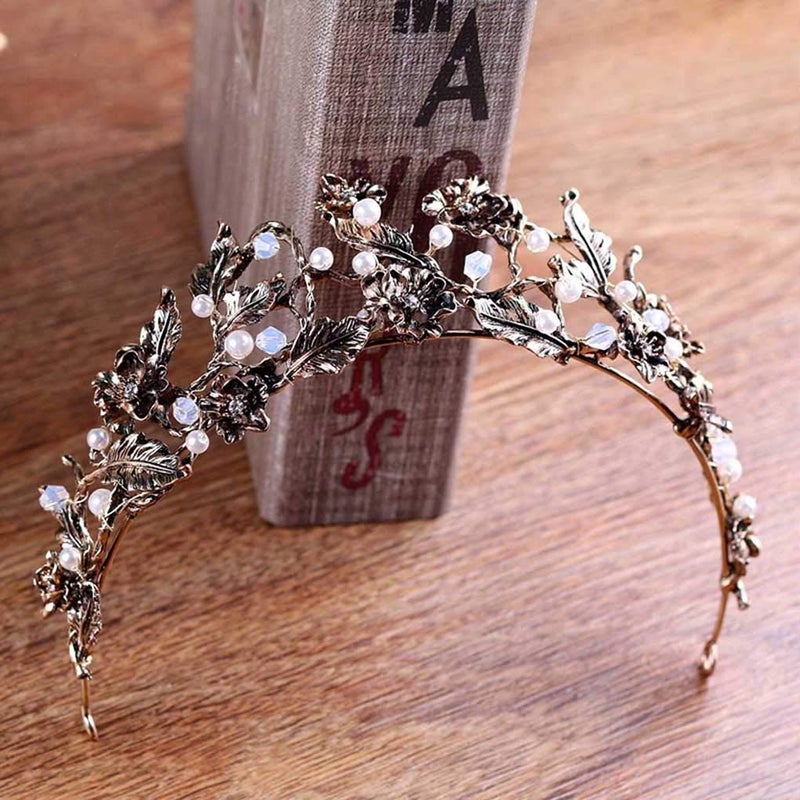 Fdesigner Leiothrix Gold Bride Wedding Queen Flower Crowns and Tiaras Baroque Bridal Hair Accessories for Women - Image 3